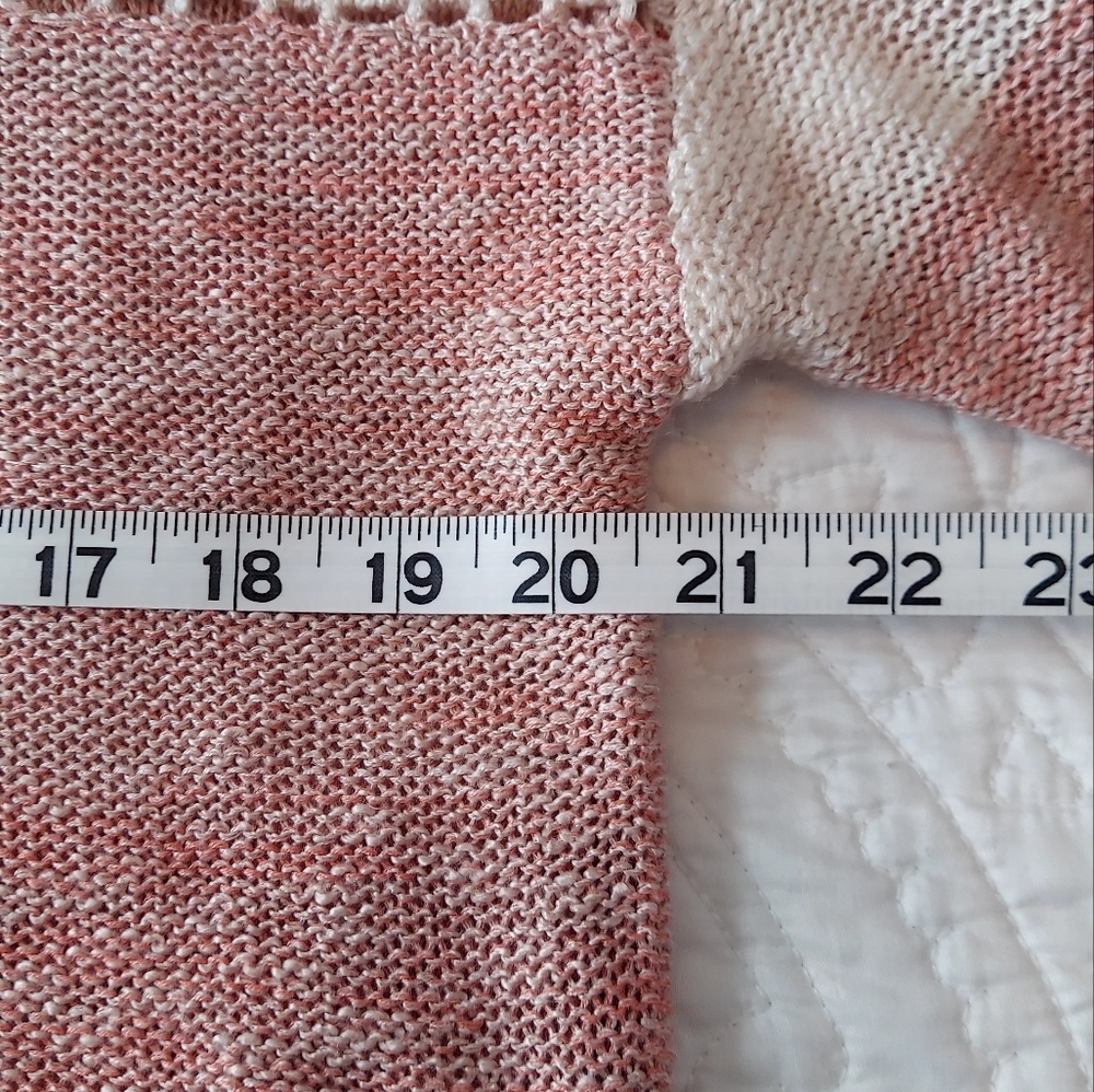* Maurices Soft Ivory, Peach,Orange, Open Front Cardigan Sweater Size L Like New - Picture 6 of 7